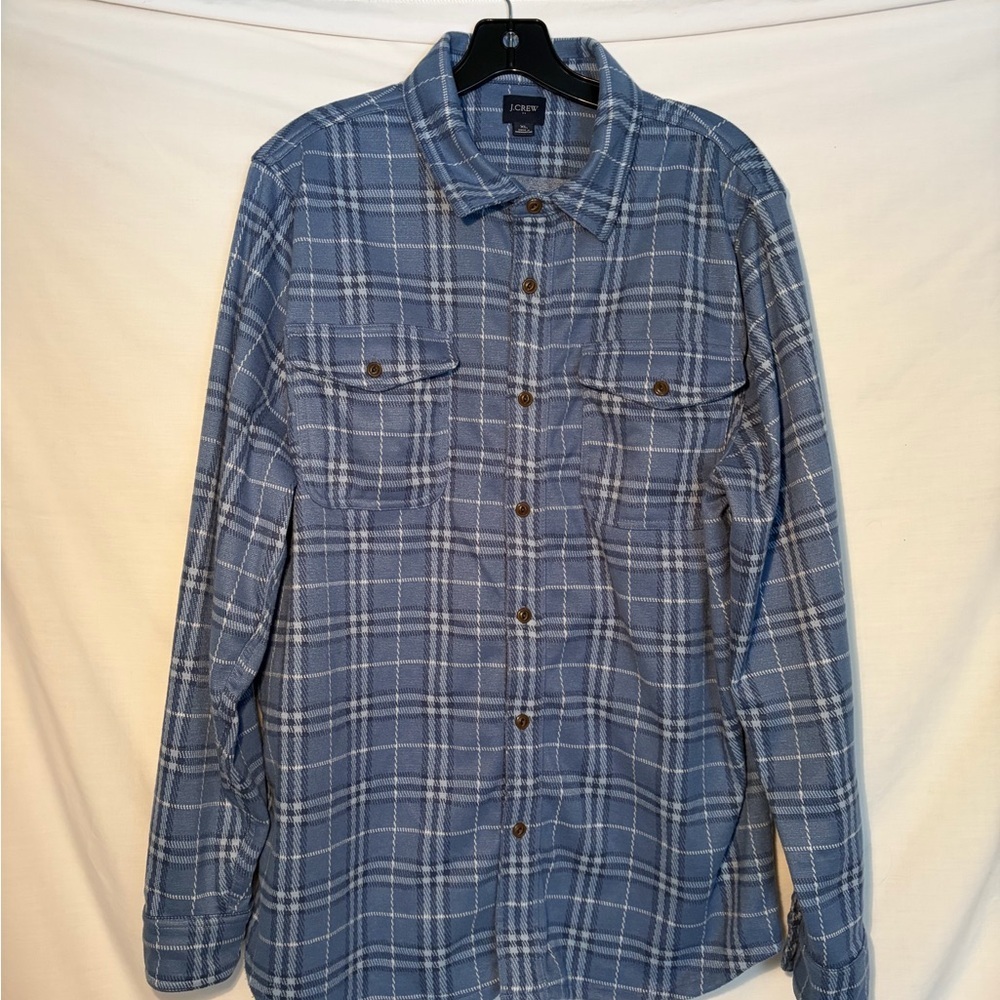 J.Crew Light Blue Plaid Flannel shacket jacket size XL